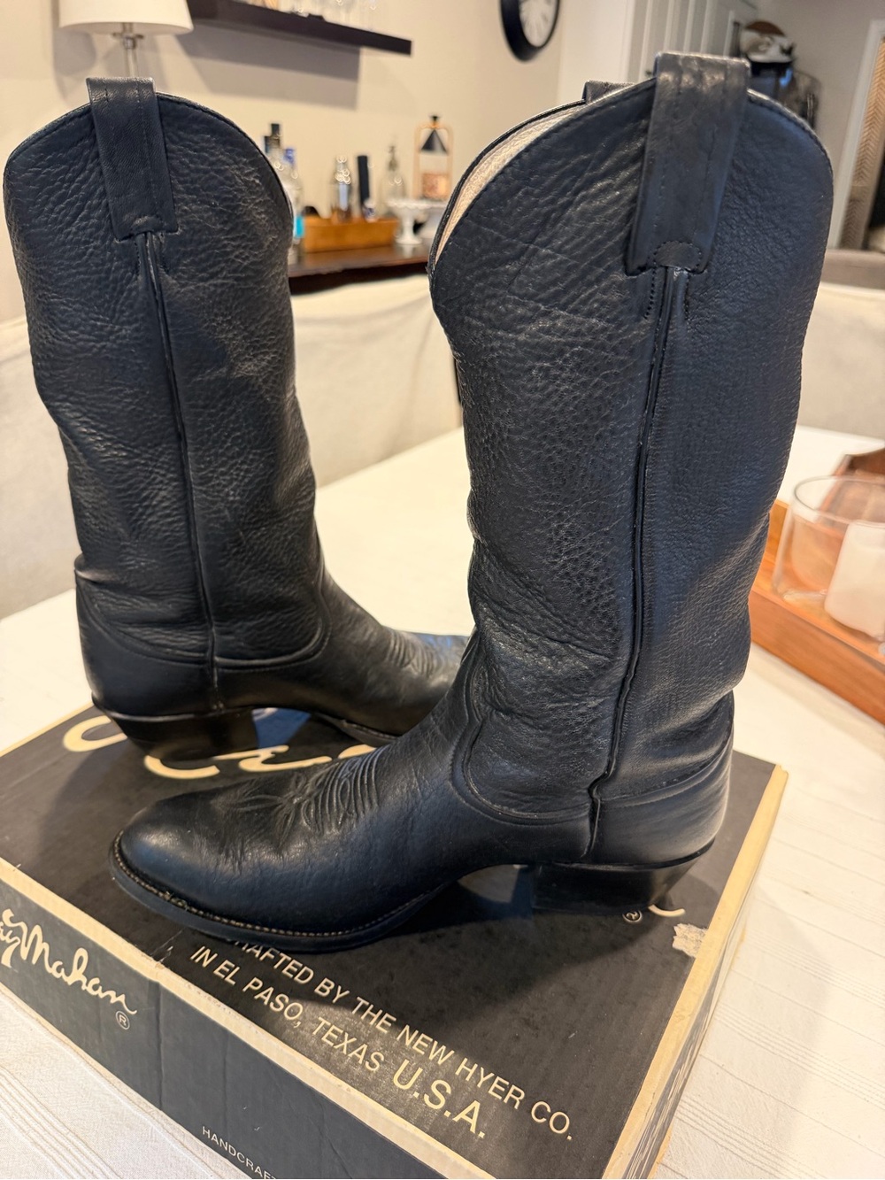Vintage Elk Leather Larry Mahan Western Boots 12D